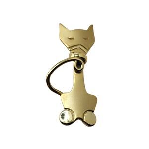 Vintage AJC Sleeping Cat Brooch Gold Tone Figural Cat Pin